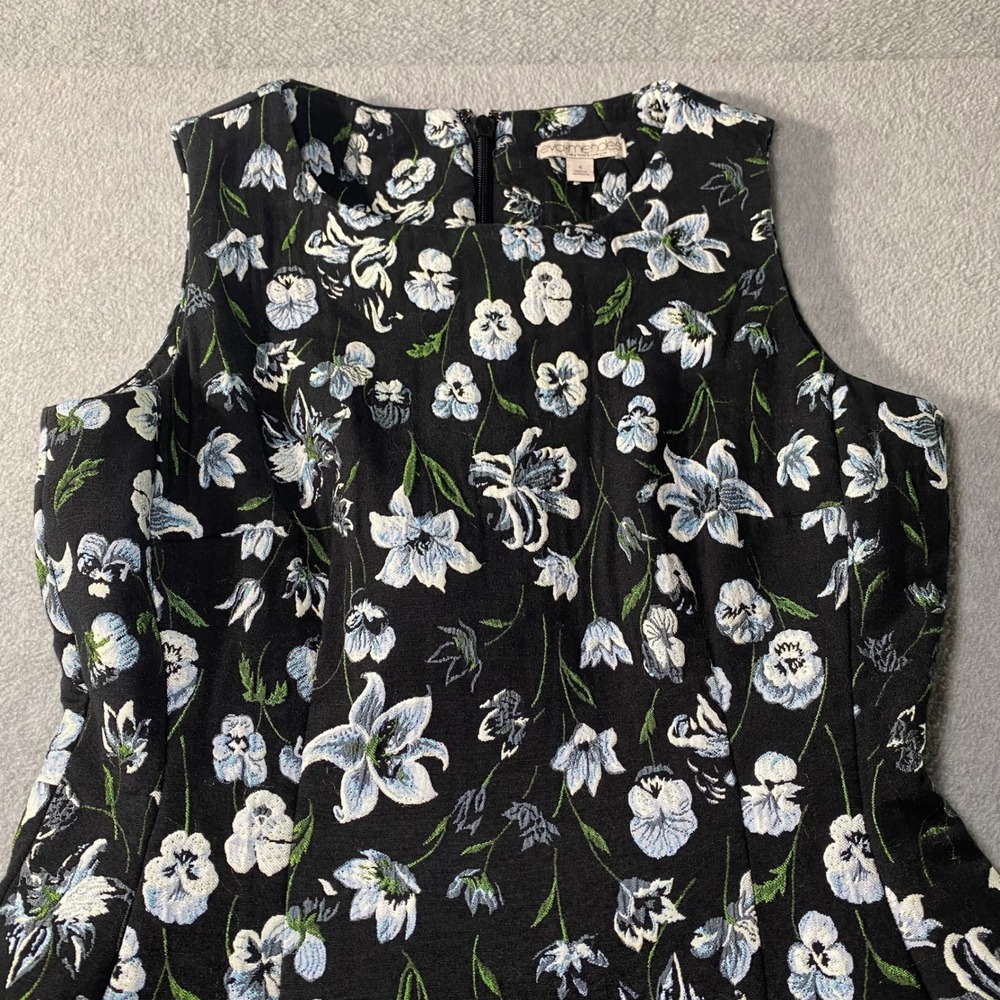 Eva Mendes Dress Women 6 Black Floral Jacquard Fit Flare Cocktail New York Co - Picture 3 of 9